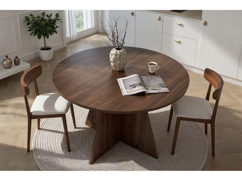 Esstisch „Virella“ aus Holz – 120 x 120 x 75 cm – Nussbaum
