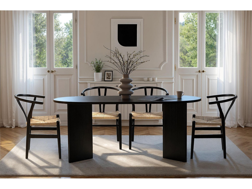 Holz Esstisch "Sablin" - 180 x 89 x 75 cm - Schwarzes Holz