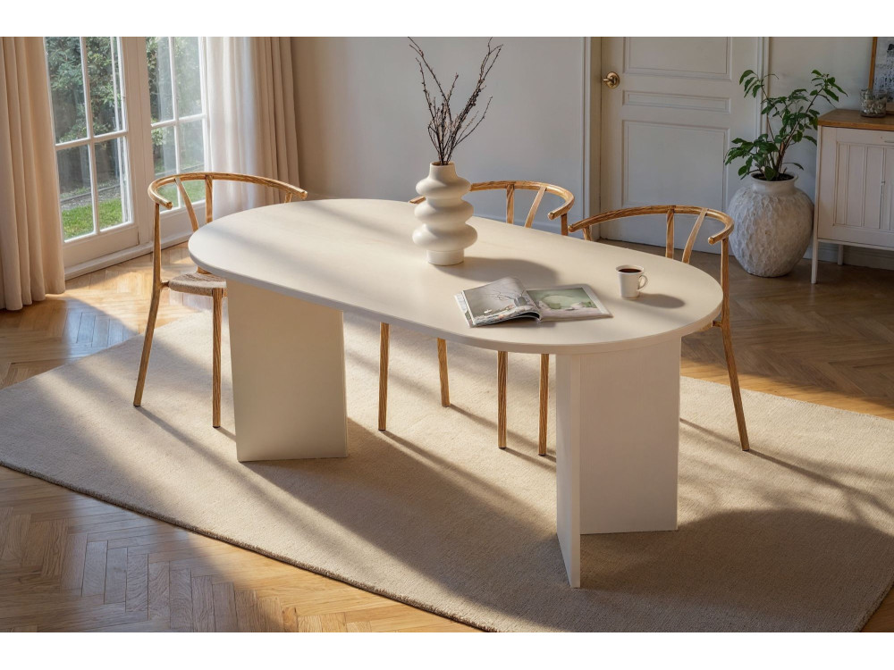 Holz Esstisch "Sablin" - 180 x 89 x 75 cm - Holz Weiß