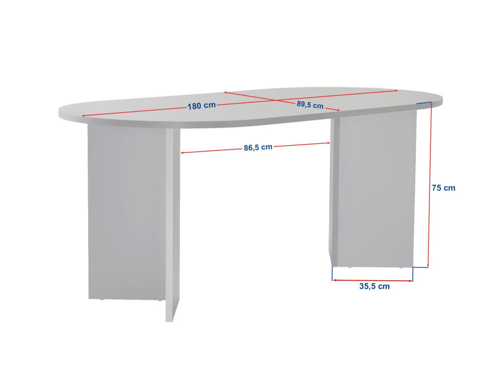 Esstisch aus Holz "Sablin" 180 x 90 x 75 cm - Travertin