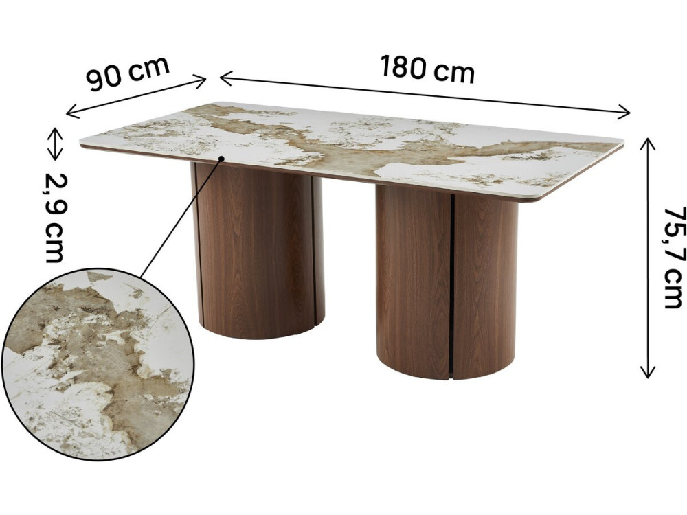 Rechteckiger Esstisch aus Keramik pendora "Milano" - 6 Plätze - Braun