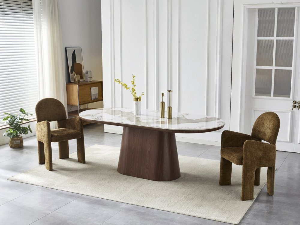 Ovaler Esstisch aus Pandora-Keramik "Bellagio" - 8 Plätze - Beige