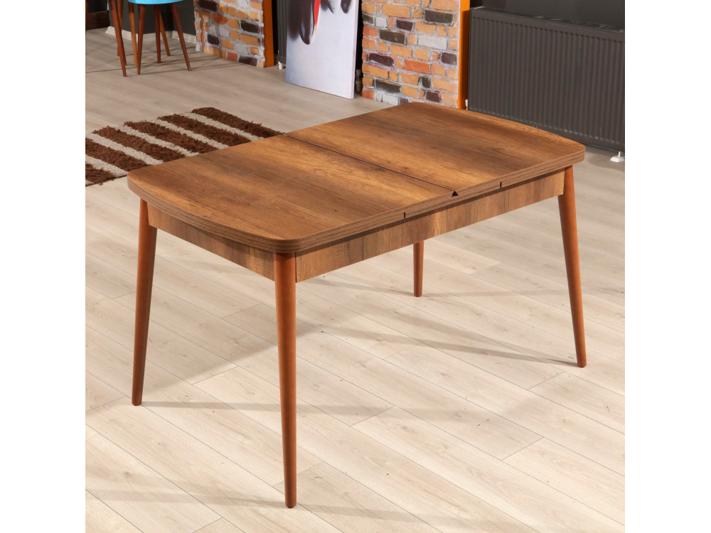 Ausziehbarer Holz-Esstisch "Barok" - 78 x 132 x 80 cm - Nussbaum