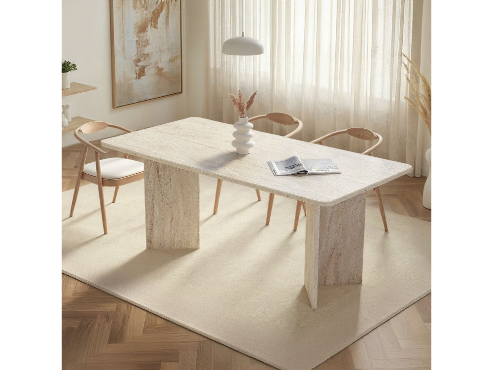 Holz-Esstisch "Linza" 180 x 90 x 75 cm - Travertin