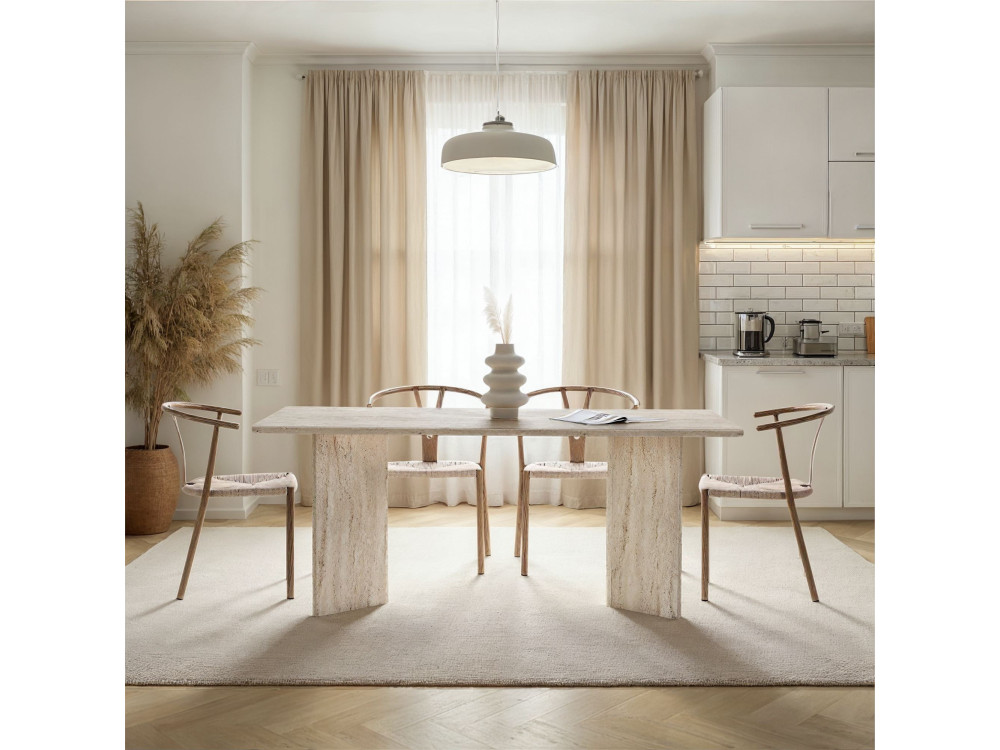 Holz-Esstisch "Linza" 180 x 90 x 75 cm - Travertin