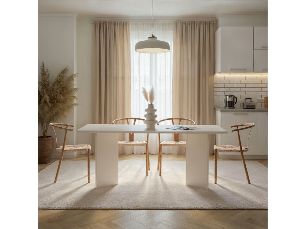 Holz Esstisch "Linza" 180 x 90 x 75 cm - Holzweiß