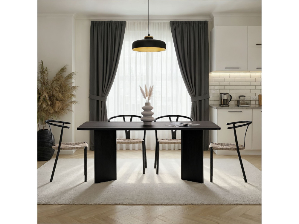 Holz Esstisch "Linza" 180 x 90 x 75 cm - Holz Schwarz