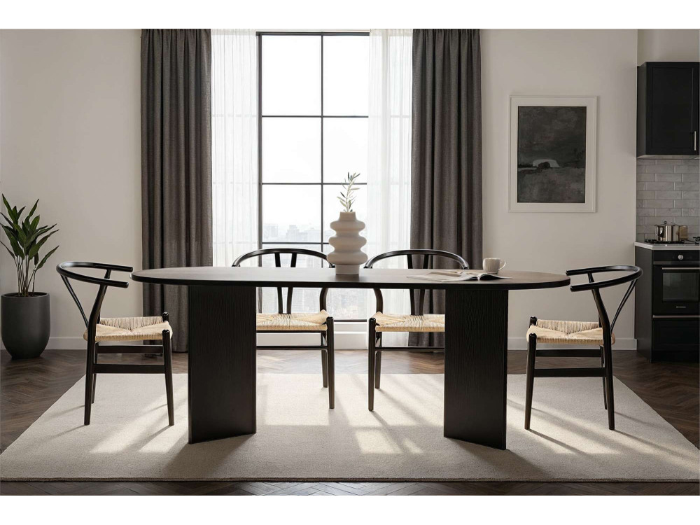 Holz Esstisch "Sabella" 200 x 90 x 75 cm - Holz Schwarz