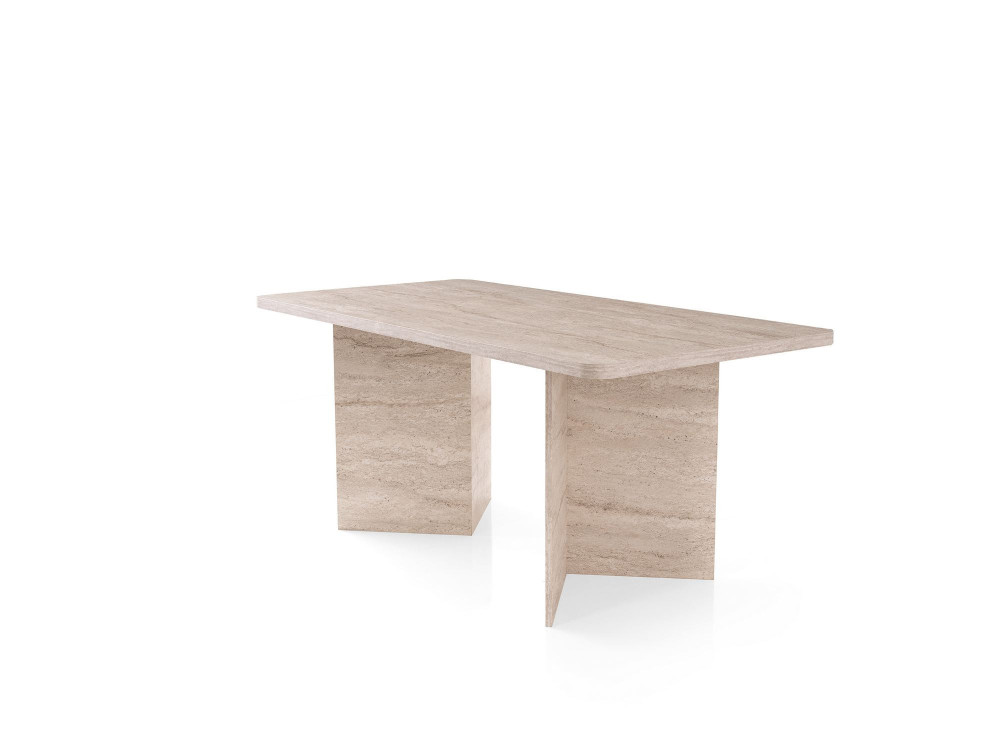 Esstisch aus Holz "Lizzard" 180 x 90 x 77 cm - Travertin