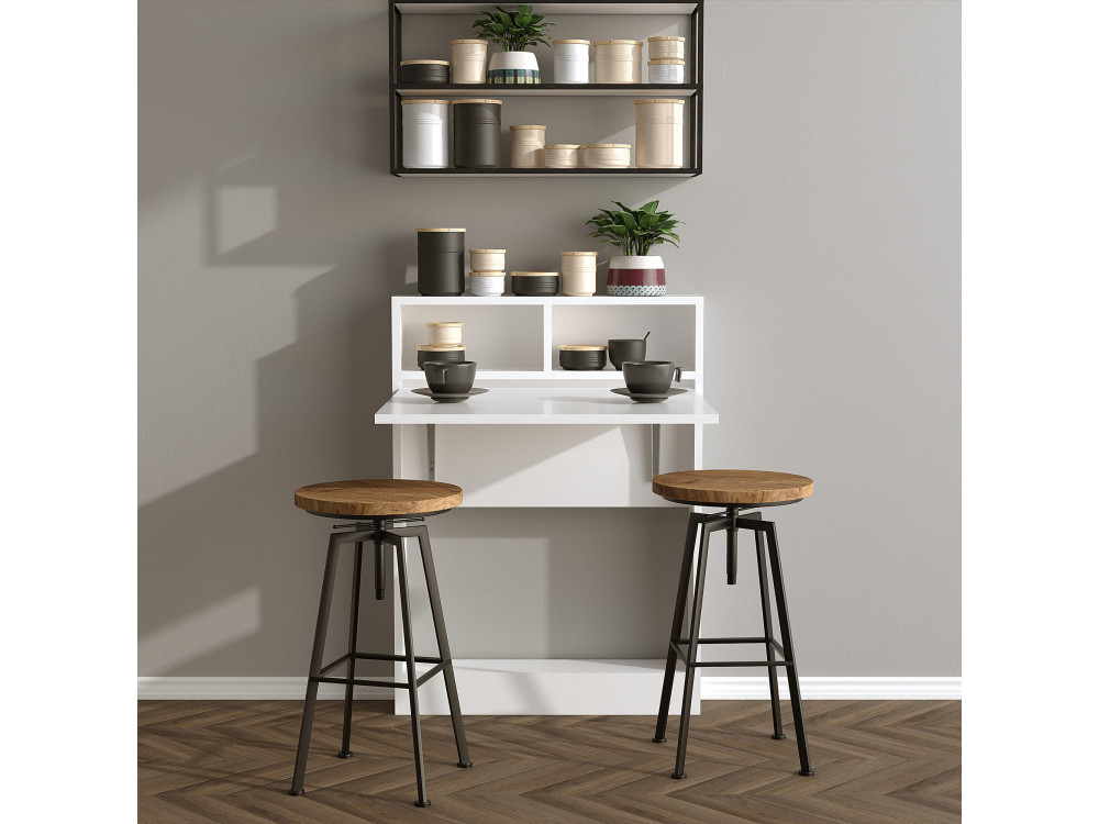 Klappbarer Esstisch aus Holz "Bracked" - 70 x 15 x 96 cm - Weiß