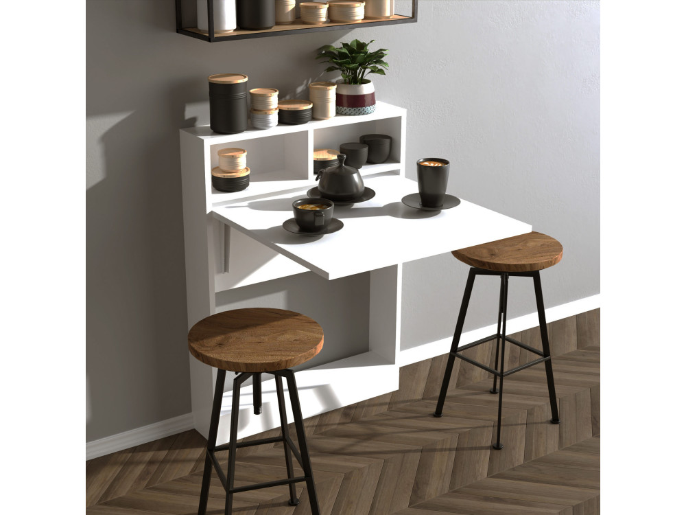 Klappbarer Esstisch aus Holz "Bracked" - 70 x 15 x 96 cm - Weiß