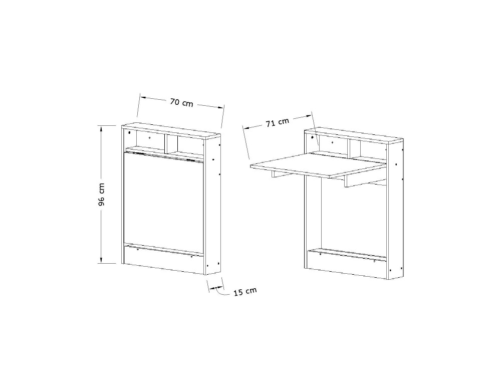 Klappbarer Esstisch aus Holz "Bracked" - 70 x 15 x 96 cm - Weiß