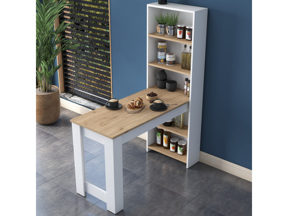 Esstisch mit Holzregalen "Jong" - 120 x 54 x 154 cm - Braun