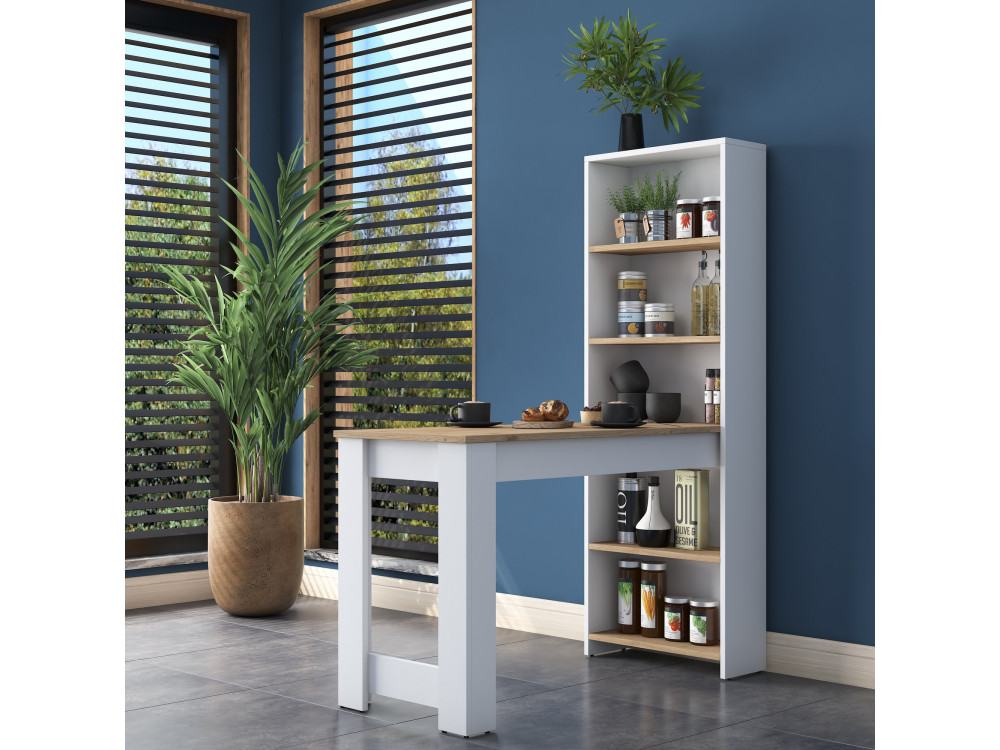 Esstisch mit Holzregalen "Jong" - 120 x 54 x 154 cm - Braun