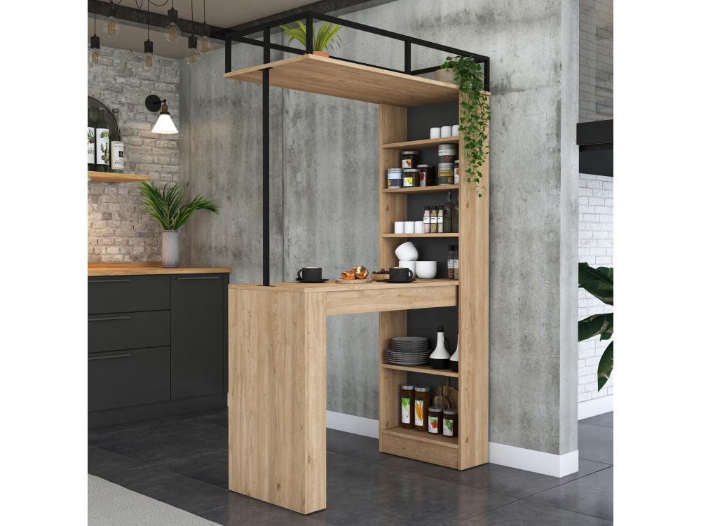 Esstisch mit Holzregalen "Jacob" - 120 x 56 x 199 cm - Braun