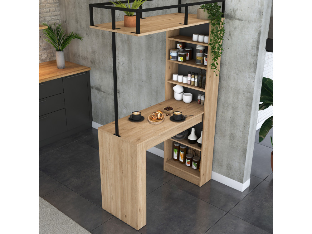 Esstisch mit Holzregalen "Jacob" - 120 x 56 x 199 cm - Braun