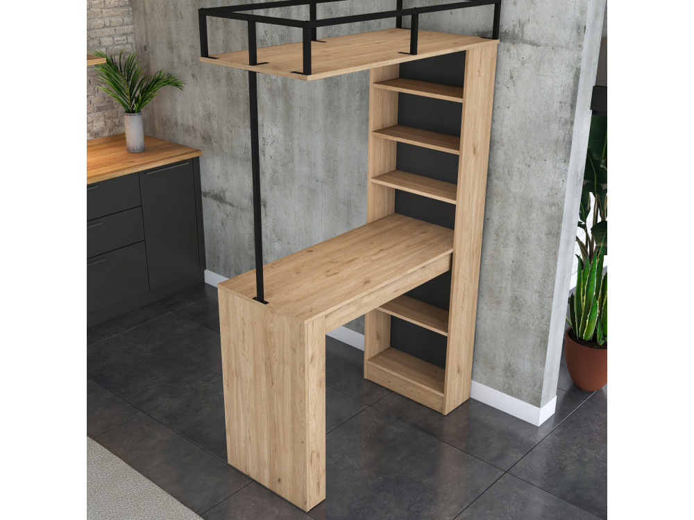 Esstisch mit Holzregalen "Jacob" - 120 x 56 x 199 cm - Braun