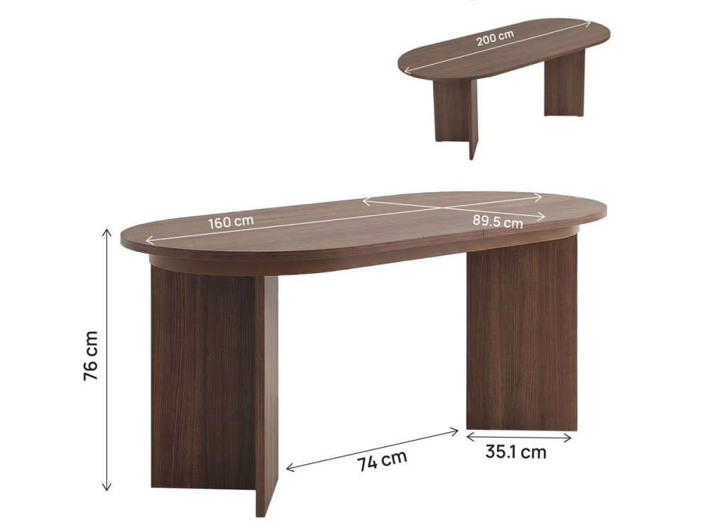 Ausziehbarer Esstisch aus Holz 160/200 cm "Sorell" - 8 Plätze - Braun