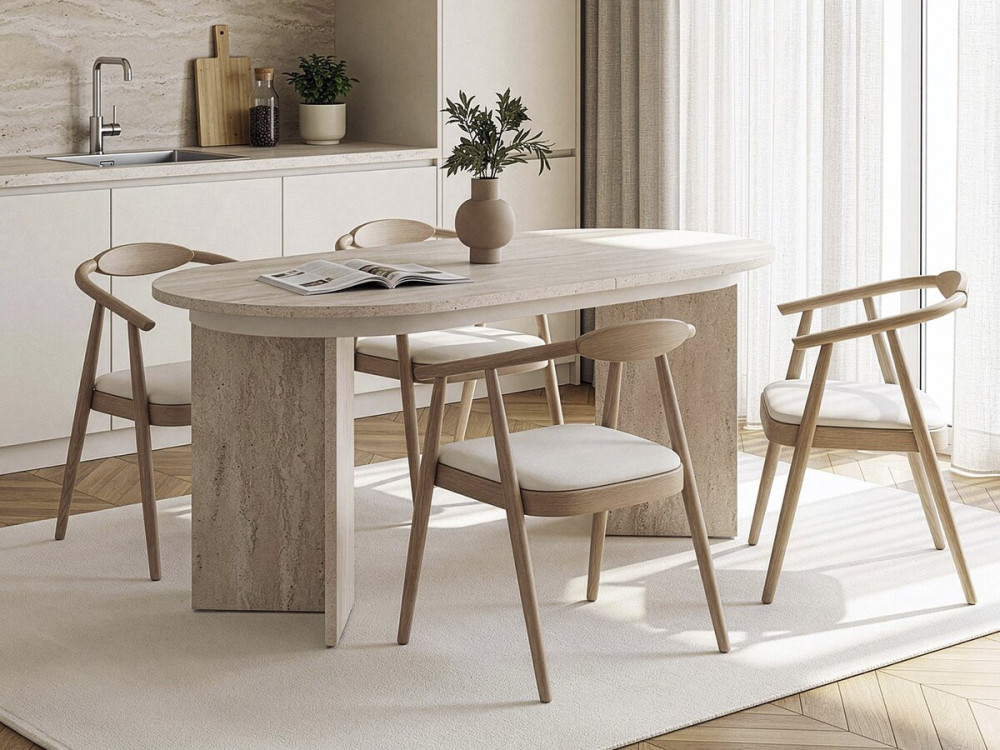 Ausziehbarer Esstisch aus Holz 160/200 cm "Sorell" - 8 Plätze - Travertin