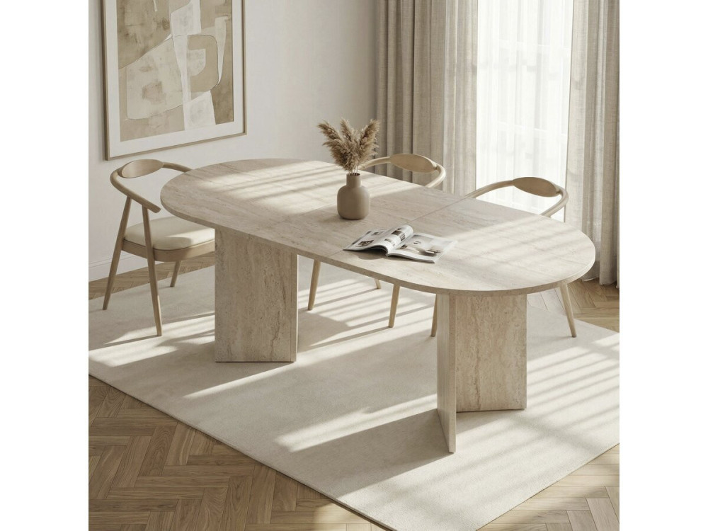 Ausziehbarer Esstisch aus Holz 160/200 cm "Sorell" - 8 Plätze - Travertin