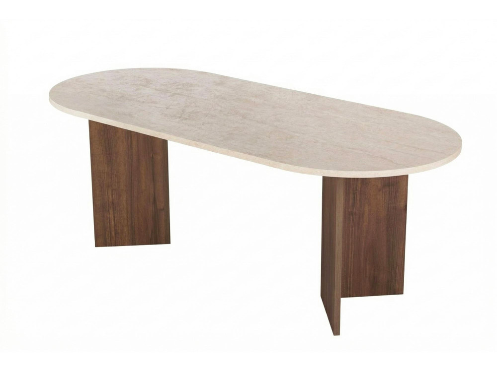 Esstisch aus Holz "Sabella" - 200 x 90 x 75 cm - Travertin