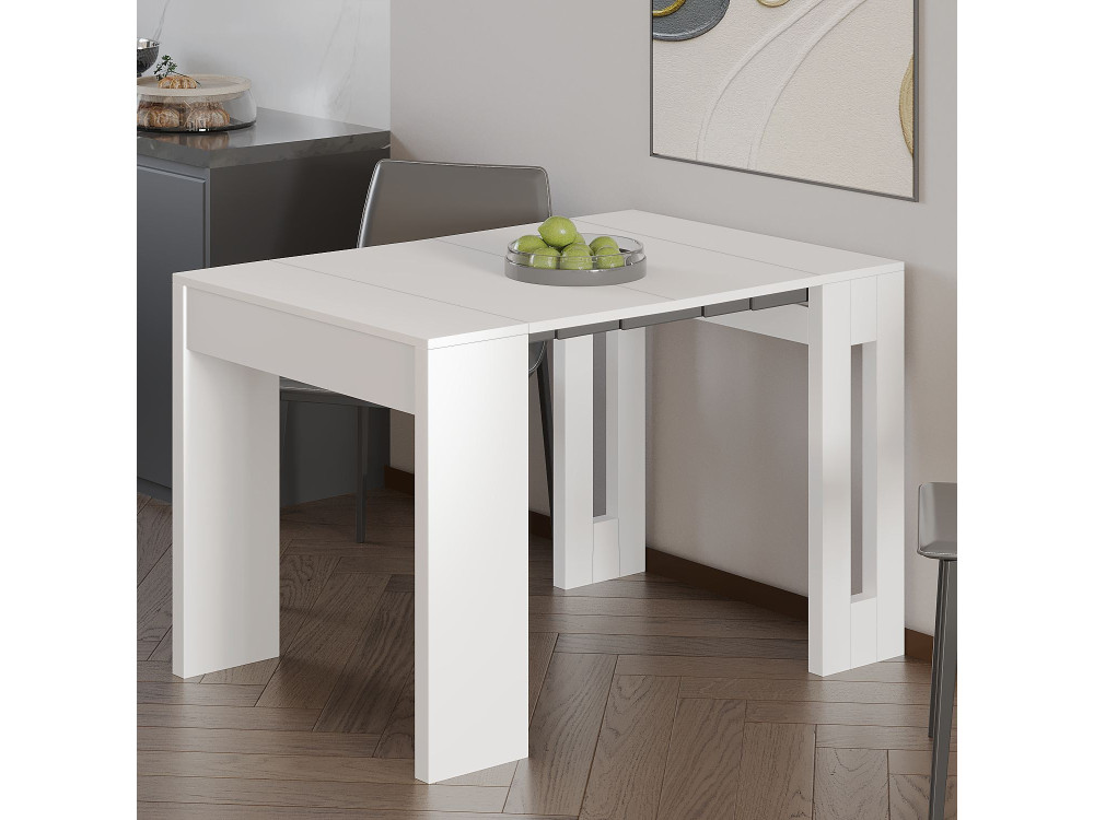 Ausziehbarer Esstisch aus Holz "Nivo" - 80 x 44 x 76 cm - Weiß