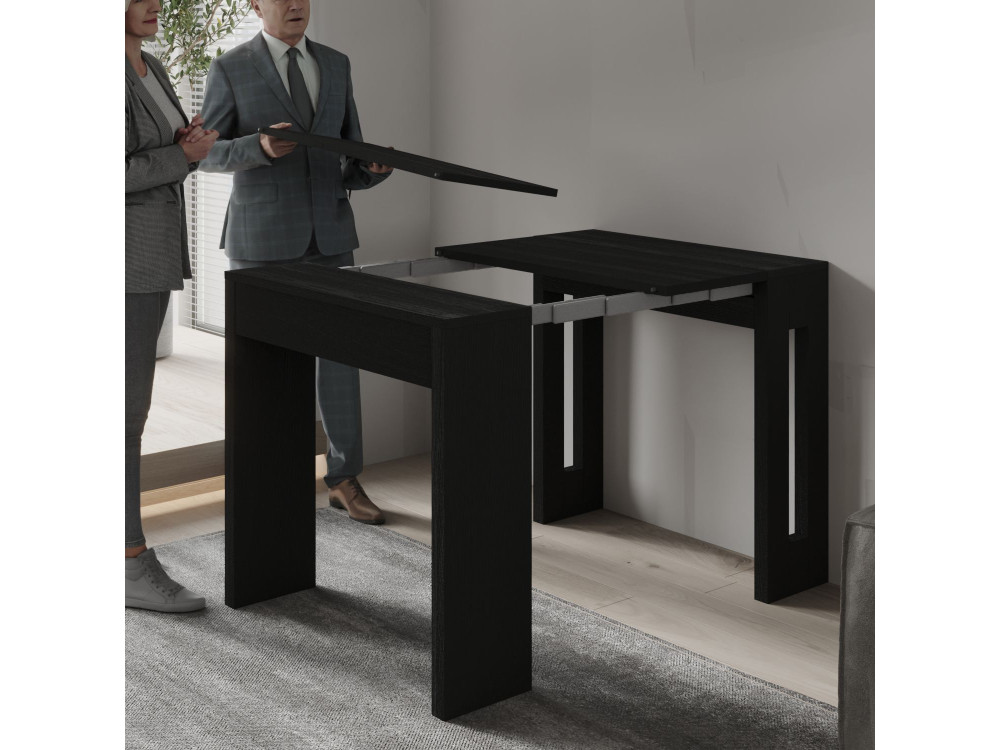Ausziehbarer Esstisch aus Holz "Nivo" - 80 x 44 x 76 cm - Schwarz