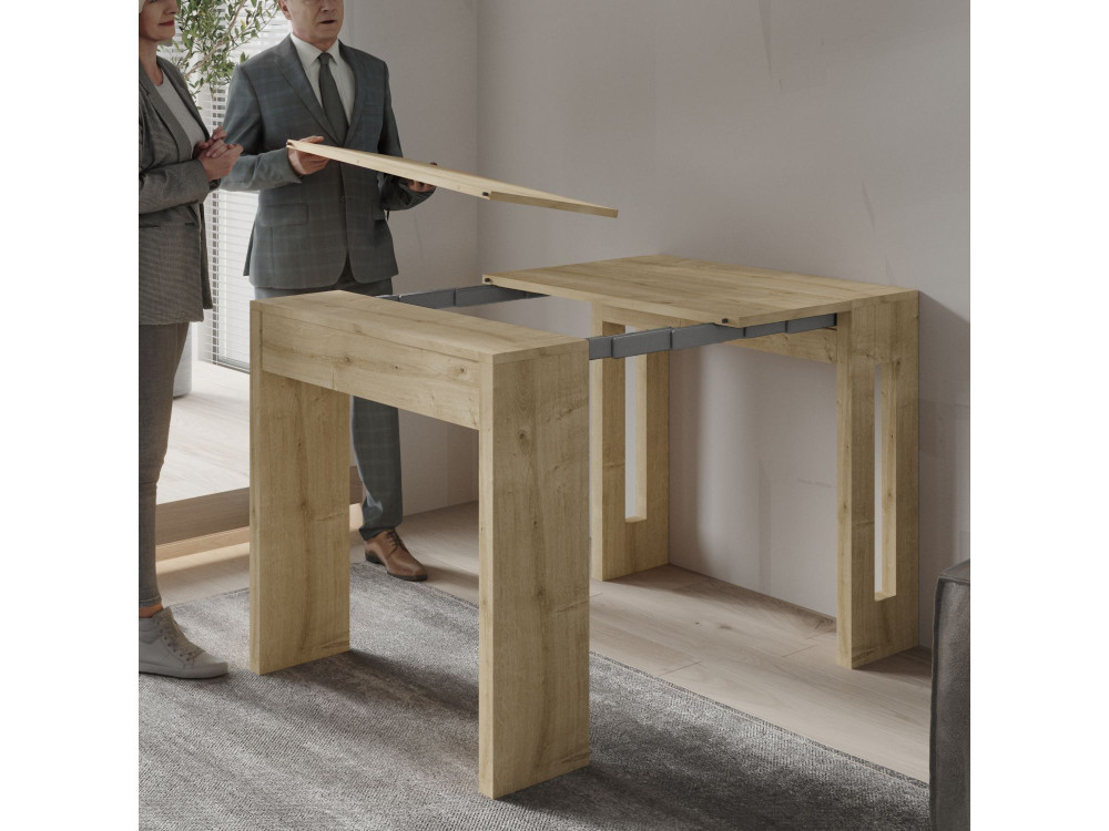 Ausziehbarer Esstisch aus Holz "Nivo" - 80 x 44 x 76 cm - Beige