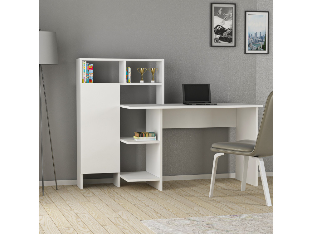 Holzschreibtisch "Bugra" - 135 x 60 x 111 cm - Weiß