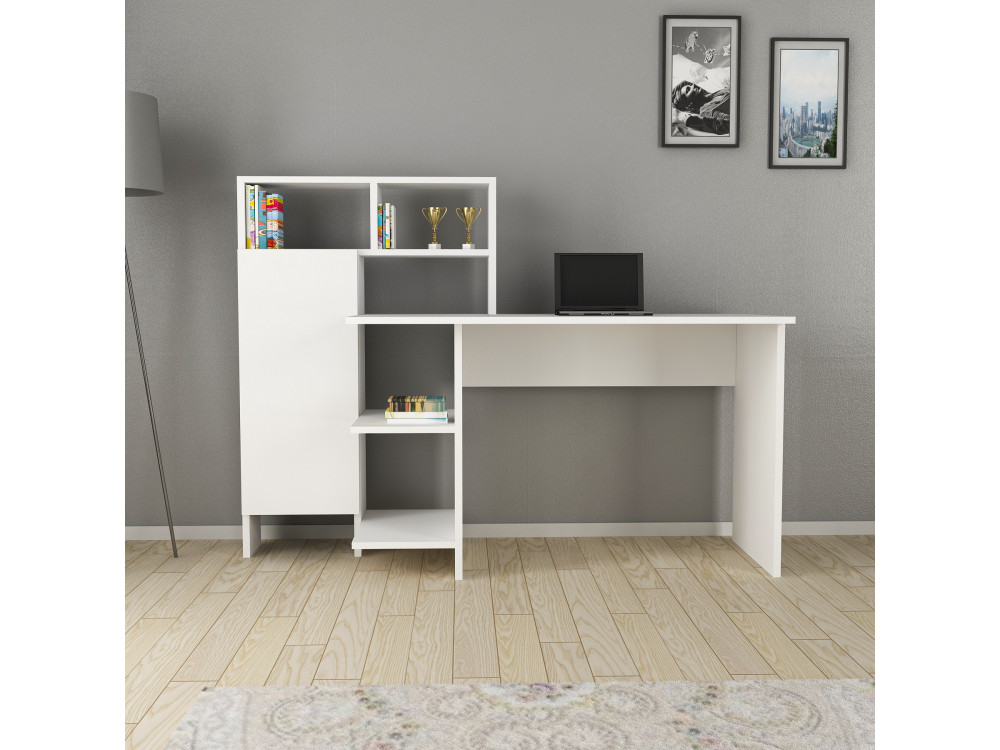 Holzschreibtisch "Bugra" - 135 x 60 x 111 cm - Weiß