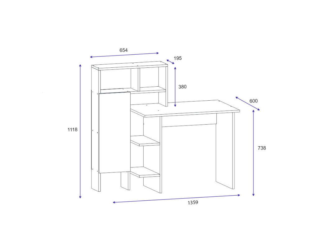 Holzschreibtisch "Bugra" - 135 x 60 x 111 cm - Weiß
