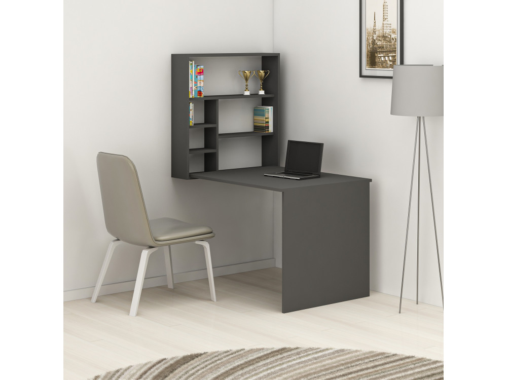 Holzschreibtisch "Sedir" - 90 x 59 x 154 cm - Anthrazit