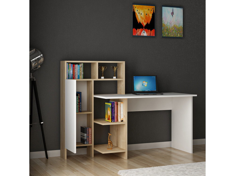 Holzschreibtisch "Bugra" - 135 x 60 x 111 cm - Weiß