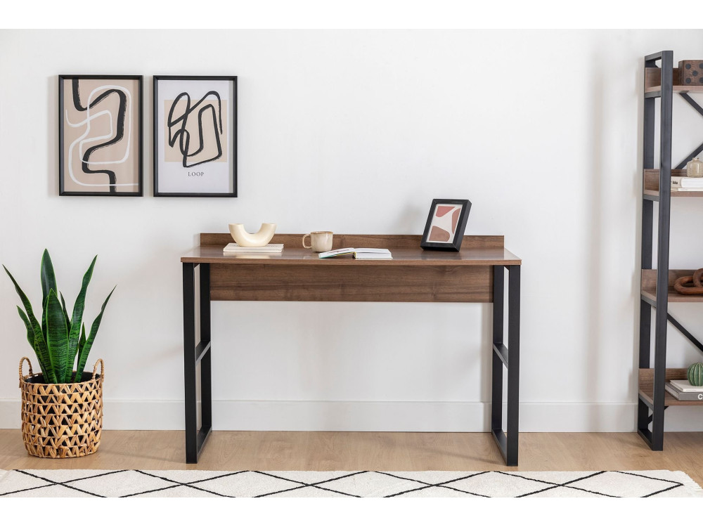 Holzschreibtisch „Rana“ – 120 x 75 x 60 cm – Nussbaum, Schwarz