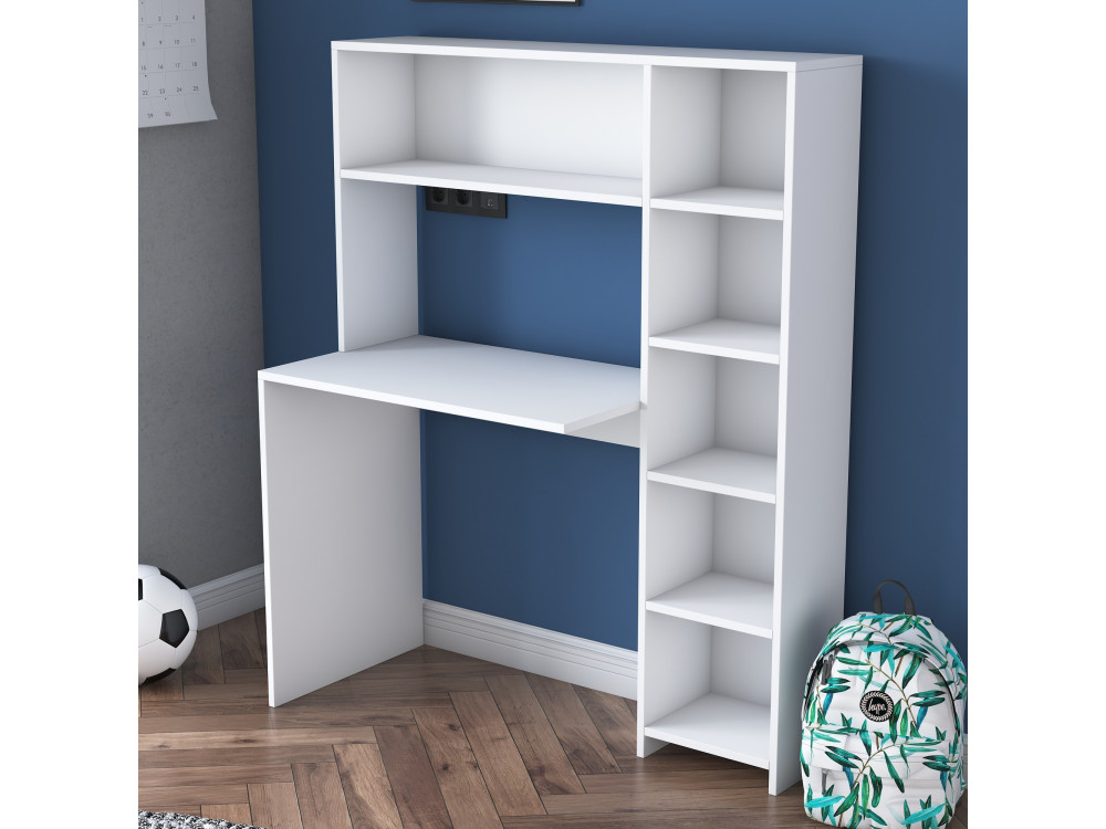 Holzschreibtisch "Haham" 113 x 40 x 142 cm - Weiß