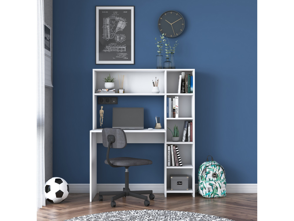 Holzschreibtisch "Haham" 113 x 40 x 142 cm - Weiß