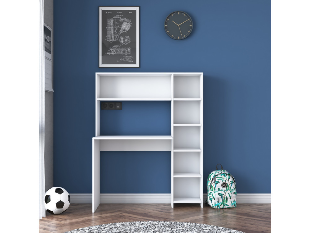 Holzschreibtisch "Haham" 113 x 40 x 142 cm - Weiß