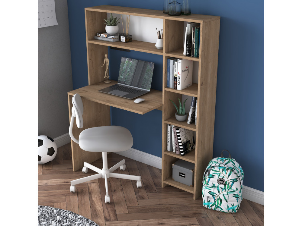 Holzschreibtisch "Haham" 113 x 40 x 142 cm - Eiche