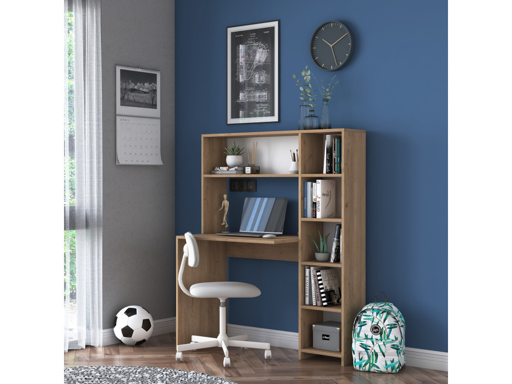 Holzschreibtisch "Haham" 113 x 40 x 142 cm - Eiche