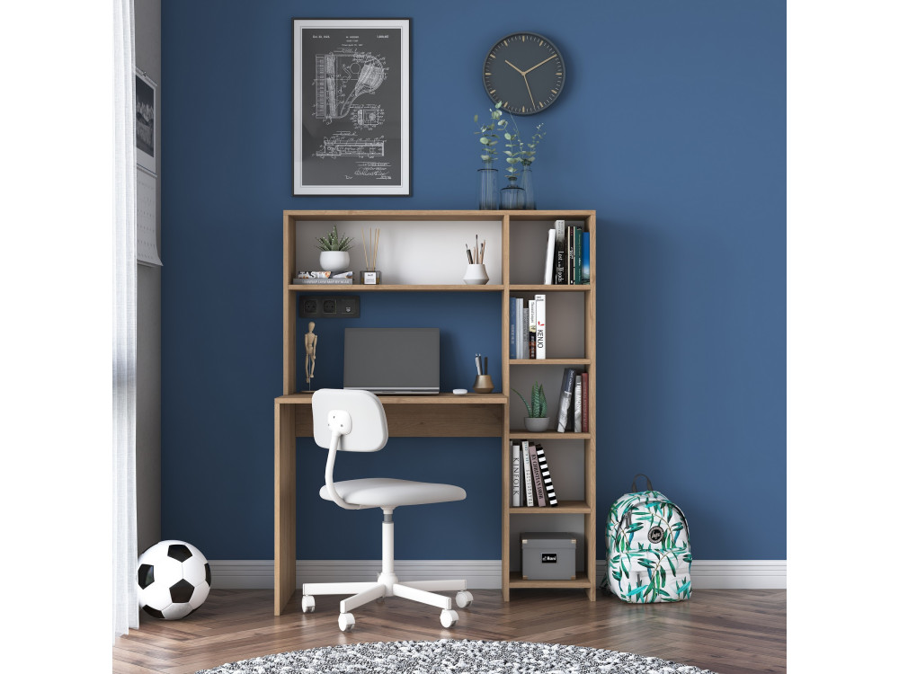 Holzschreibtisch "Haham" 113 x 40 x 142 cm - Eiche