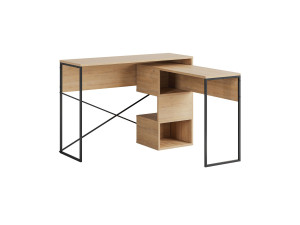 Modularer Holzschreibtisch "Badau" - 110 x 102 x 77 cm - Beige