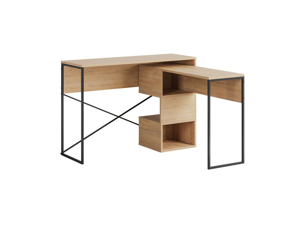 Modularer Holzschreibtisch "Badau" - 110 x 102 x 77 cm - Beige