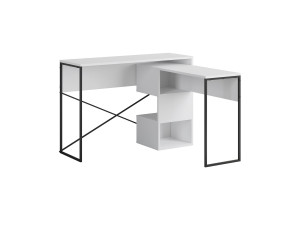 Modularer Holzschreibtisch "Badau" - 110 x 102 x 77 cm - Weiß