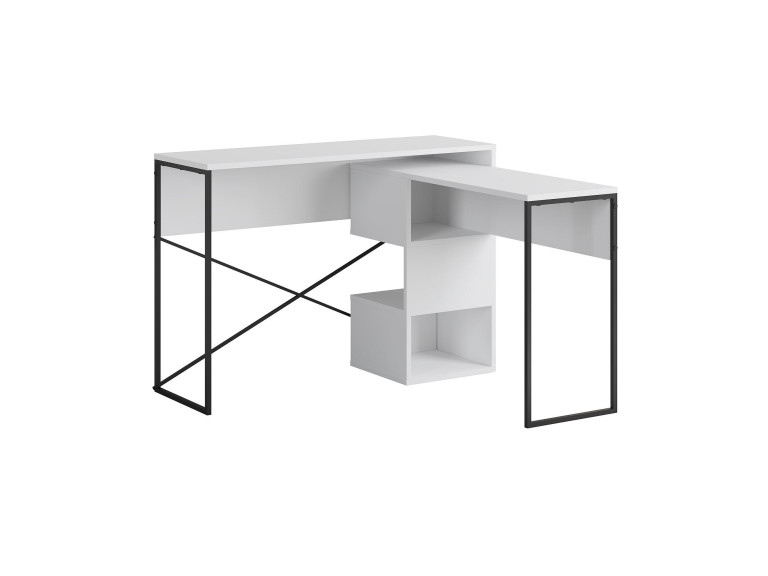 Modularer Holzschreibtisch "Badau" - 110 x 102 x 77 cm - Weiß