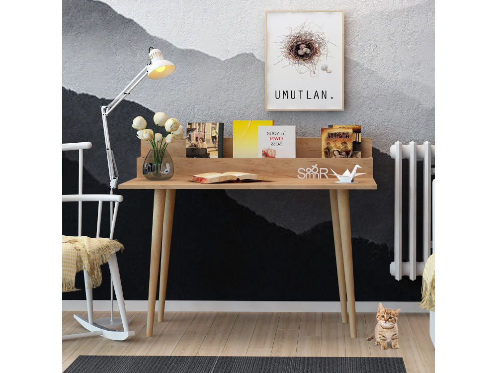 Schreibtisch mit Holzregal "Rammi" - 100 x 60 x 94 cm - Braun