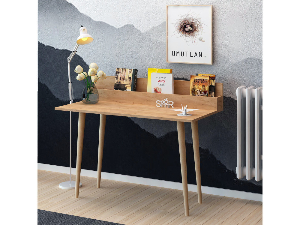 Schreibtisch mit Holzregal "Rammi" - 100 x 60 x 94 cm - Braun