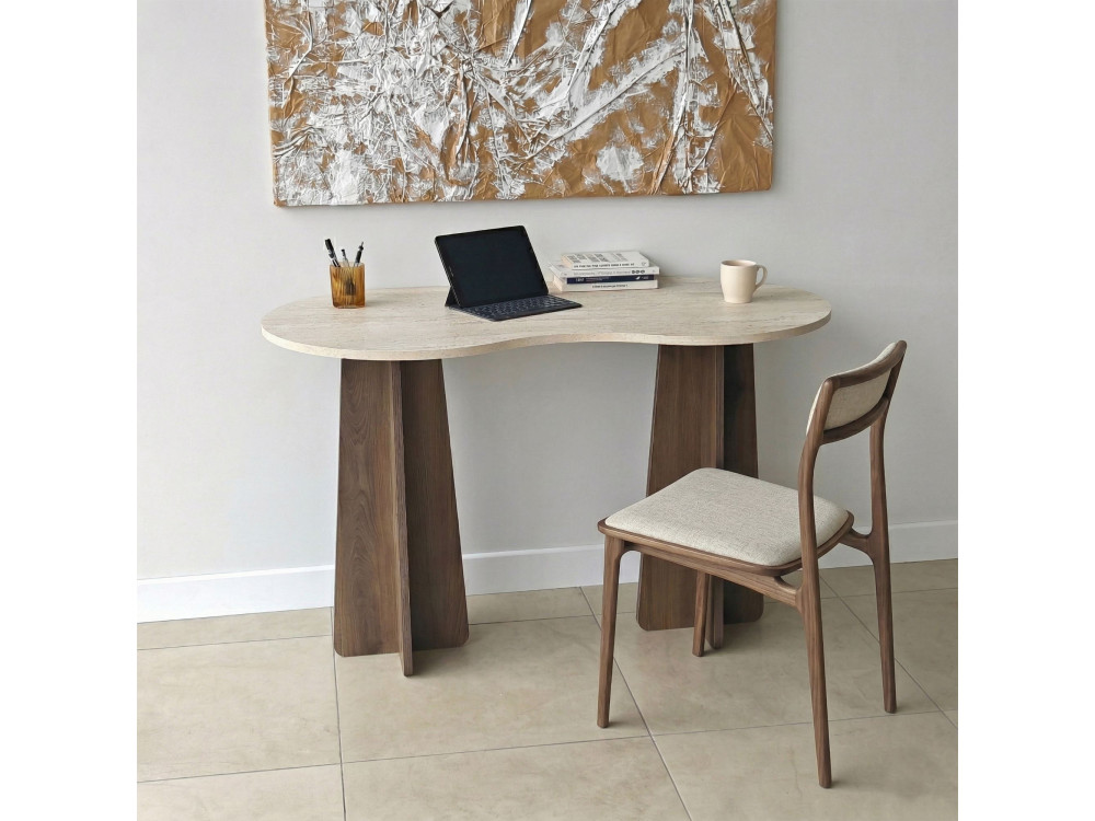 Holzschreibtisch "Infini" - 120 x 60 x 75 cm - Travertin