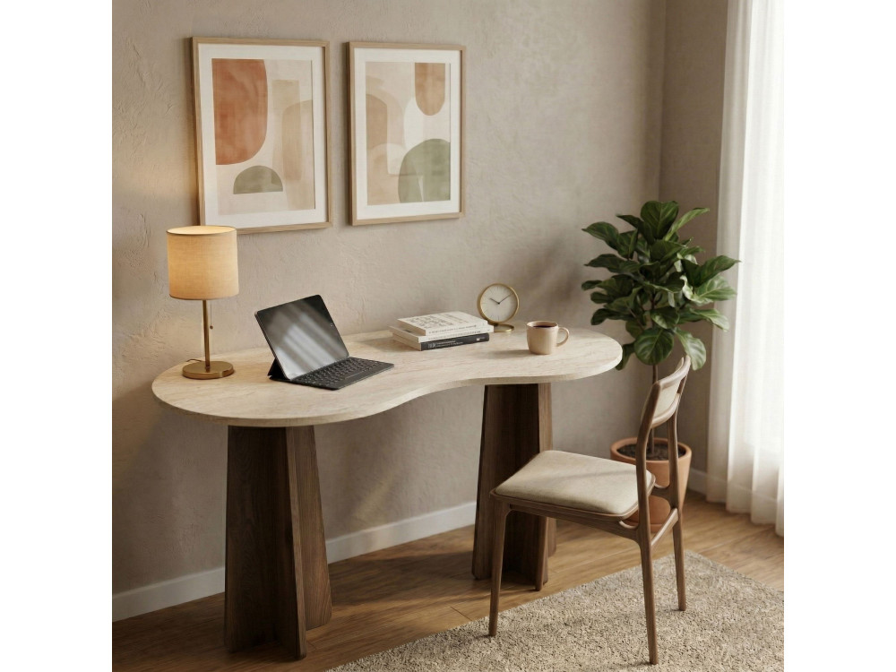 Holzschreibtisch "Infini" - 120 x 60 x 75 cm - Travertin