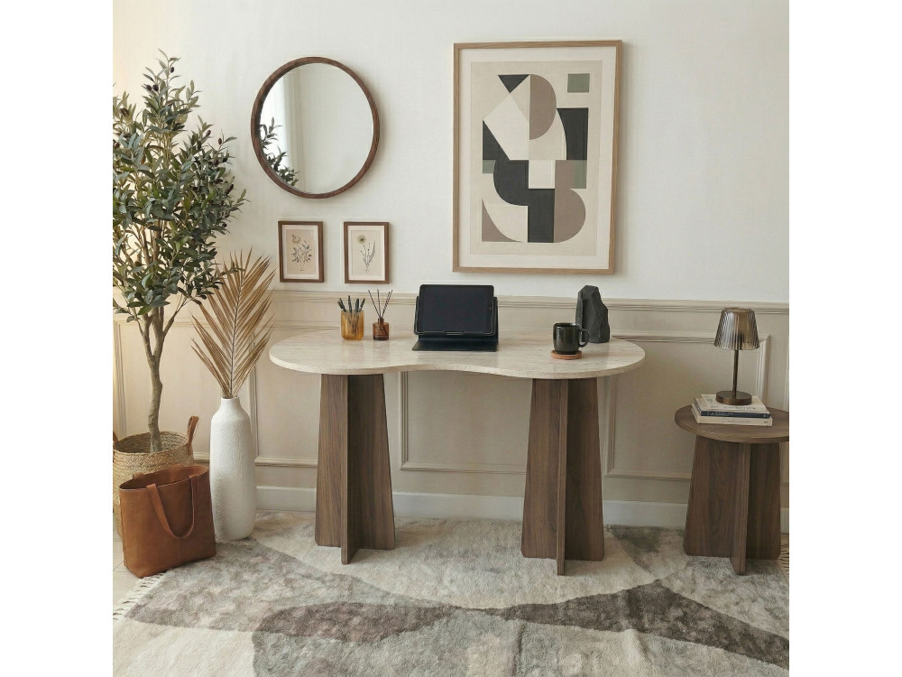 Holzschreibtisch "Infini" - 120 x 60 x 75 cm - Travertin