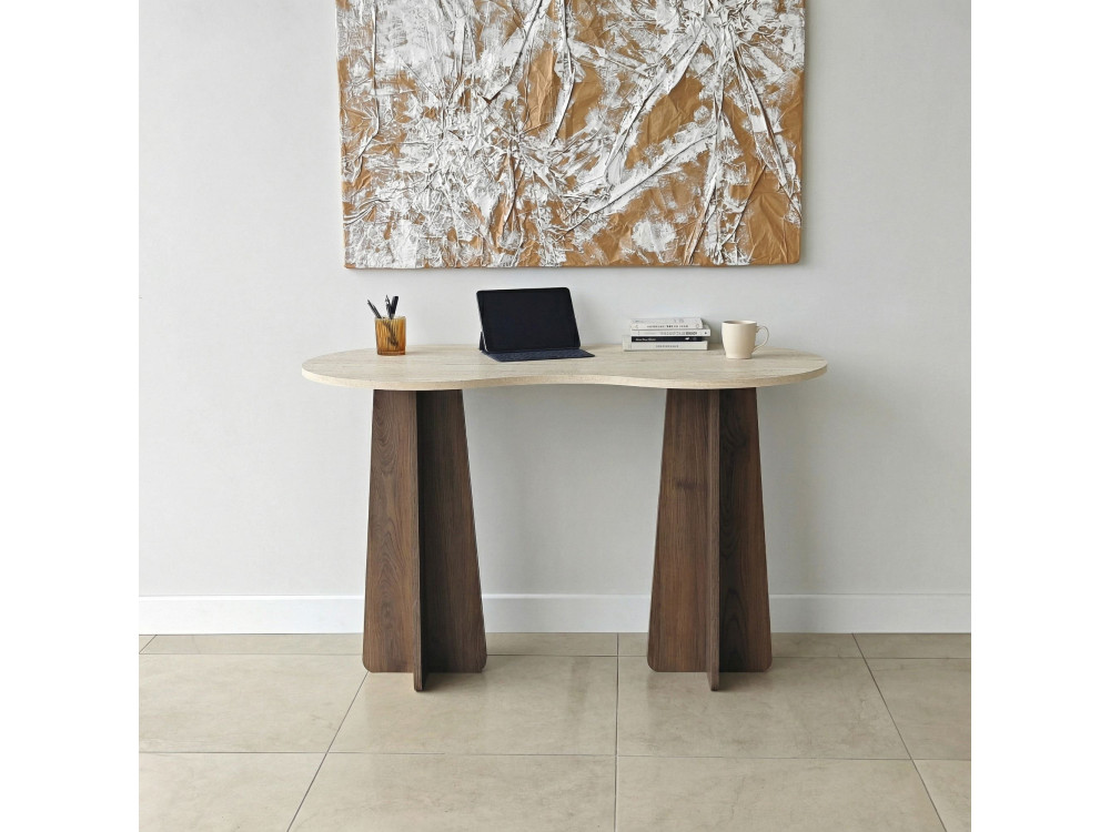 Holzschreibtisch "Infini" - 120 x 60 x 75 cm - Travertin